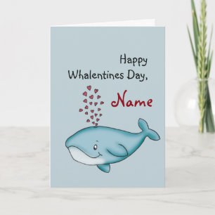 Personalise Valentines Day card with Whale