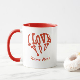 Personalise Valentine's I Love You Heart Mug