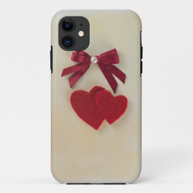 Personalise Valentine's red heart and bow Case-Mate iPhone Case (Back)