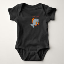 Personalise Vector Grey Fish Bright Orange Fins