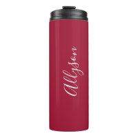 Personalise Vertical Name, White Script, Deep Red