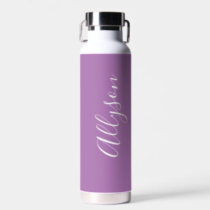 Personalise Vertical Name, White Script, Lavender Water Bottle