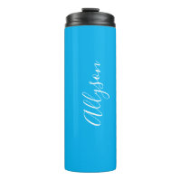 Personalise Vertical Name, White Script, Sky Blue