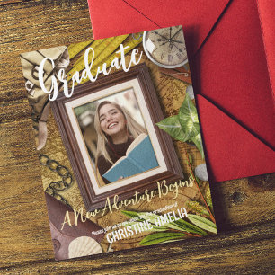 Personalise Vintage Adventurer Theme Graduation Invitation