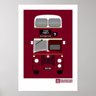 Personalise Vintage Edinburgh Double Decker bus Po Poster