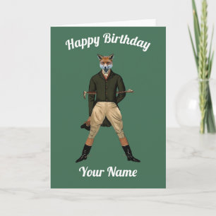 personalise Vintage fox Hunting Holiday Card