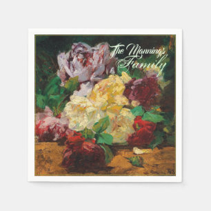 Personalise Vintage French Georges Jeannin Roses Napkin
