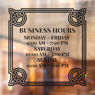 Personalise Vintage Ornamental Business Hours Blac