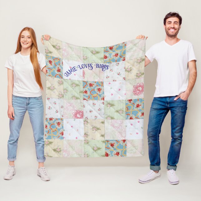 Personalise Vintage Quilt Fleece Blanket (In Situ)