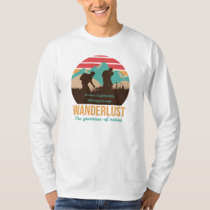 Personalise Vintage Sunset Mountain Hiking Group T-Shirt