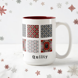 Personalise w/4 Photos Template & Title Two-Tone Coffee Mug