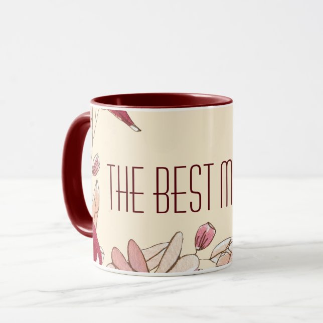 Personalise Warm Flower theme Mothers Day Mug (Front Left)
