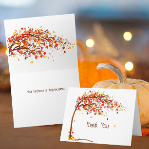Personalise Watercolor Falling Leaves Thank You Note Card