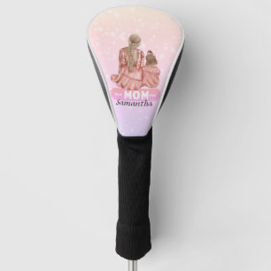 Personalise Watercolor Mother and Daughter   Pink Golf Head Cover
