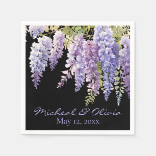 Personalise watercolor wisteria purple floral napkin