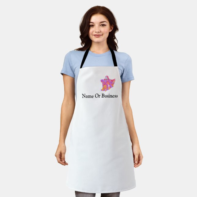 Personalise Wedding Bells Logo White  Apron (Worn)