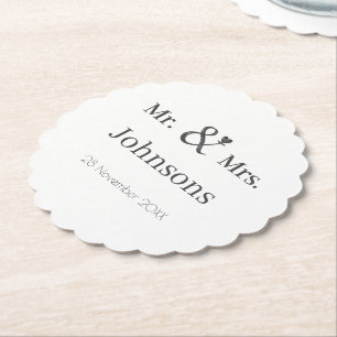 Personalise wedding name ampersand typography     paper coaster