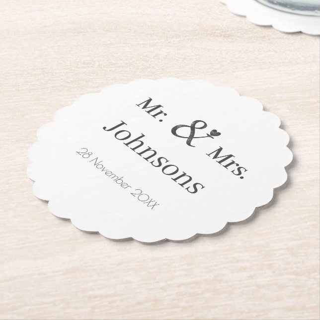 Personalise wedding name ampersand typography     paper coaster (Angled)
