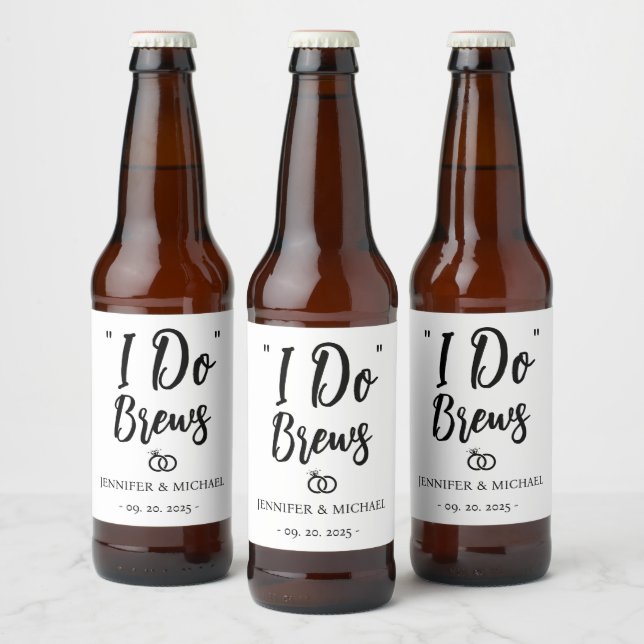 Personalise Wedding Reception I Do Brews  Beer Bottle Label (Bottles)