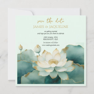 Personalise Wedding Save the Date Lotus gold