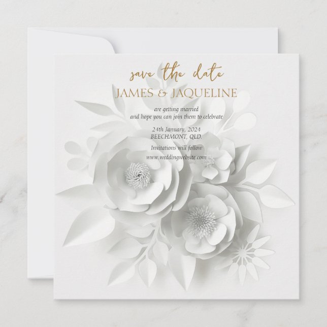 Personalise Wedding Save the Date Lotus gold (Front)