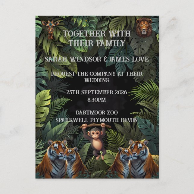 Personalise Wedding Zoo Invitation (Front)