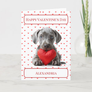 Personalise Weimaraner Puppy Valentine Card