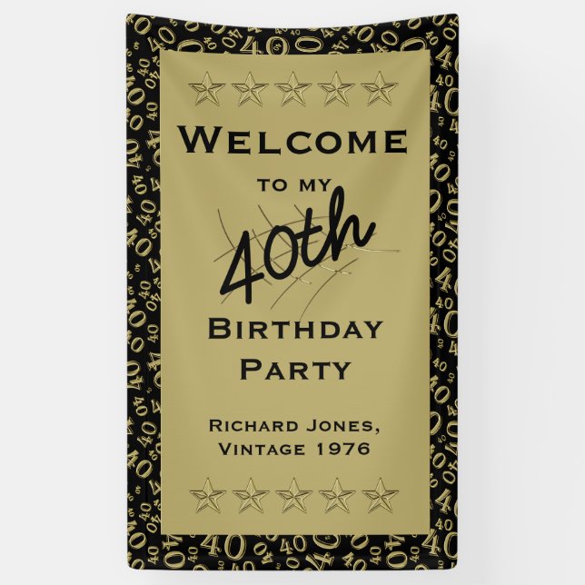 Personalise: Welcome to my 40th Birthday Party Banner (Vertical)