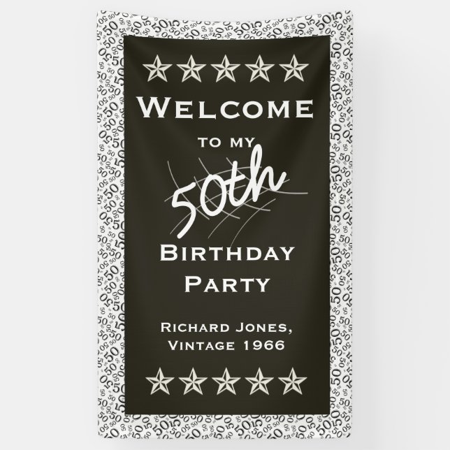 Personalise: Welcome to my 50th Birthday Party Banner (Vertical)