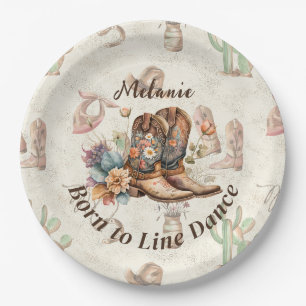 Personalise Western Boho Line Dancing Paper Plate