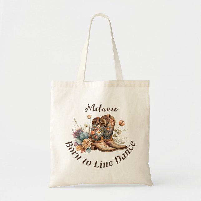 Personalise Western Boho Line Dancing Tote Bag (Front)