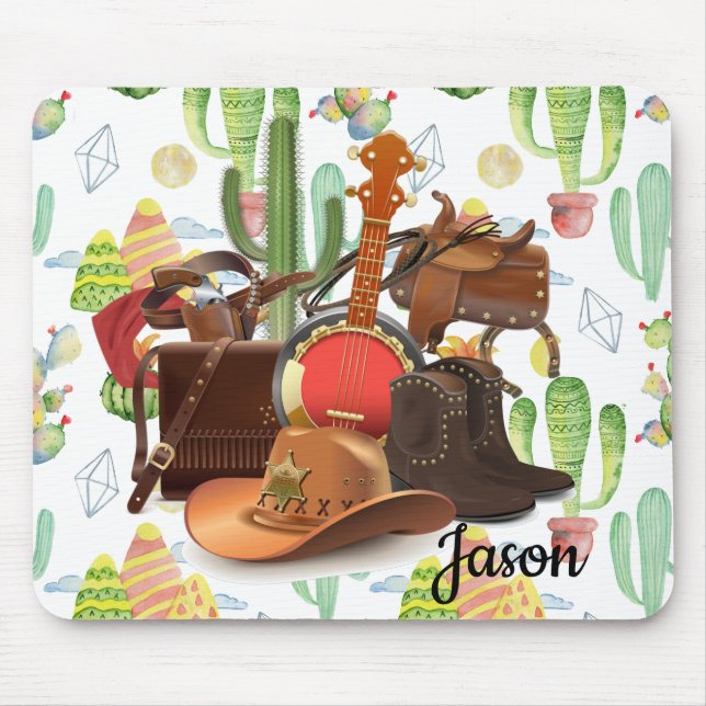 Personalise Western Sheriff Mouse Pad (Front)