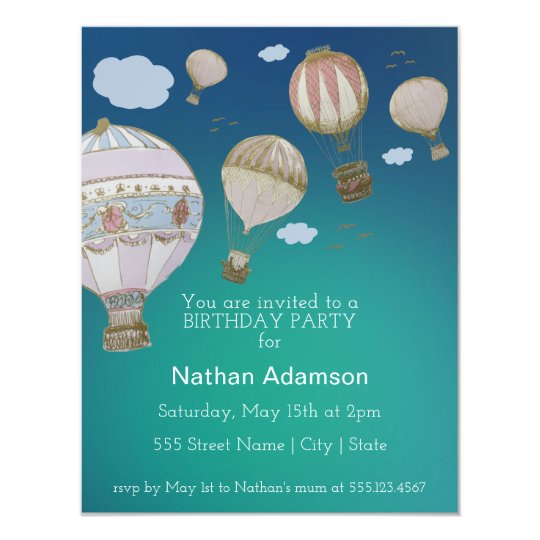Personalise Whimsical Hot Air Balloons Card