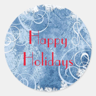 Personalise WHITE CHRISTMAS Frosty Blue Stickers