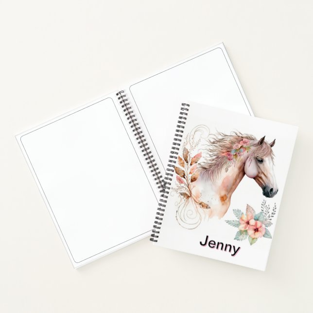 Personalise White Horse Sketch  Notebook (Inside)