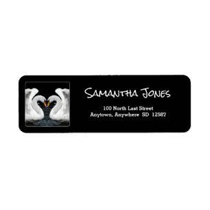 Personalise: White Swans Mirror Image Return Address Label