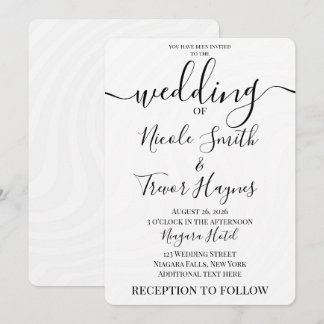 Personalise: White Wave Minimalist Wedding Invitation