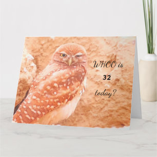 Personalise "WHOOO is...today?" Owl large Birthday Card