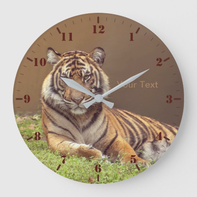 Personalise wild animal Tiger photography Large Clock (Front)
