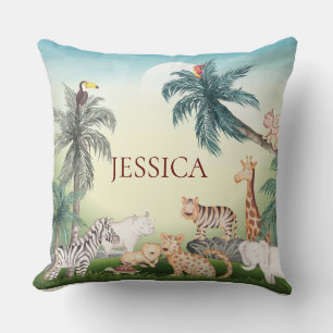 Personalise wild Animal With the Jungle Tree Cushion