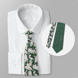 Personalise Wild Cherry Blossom Watercolor Flowers Tie