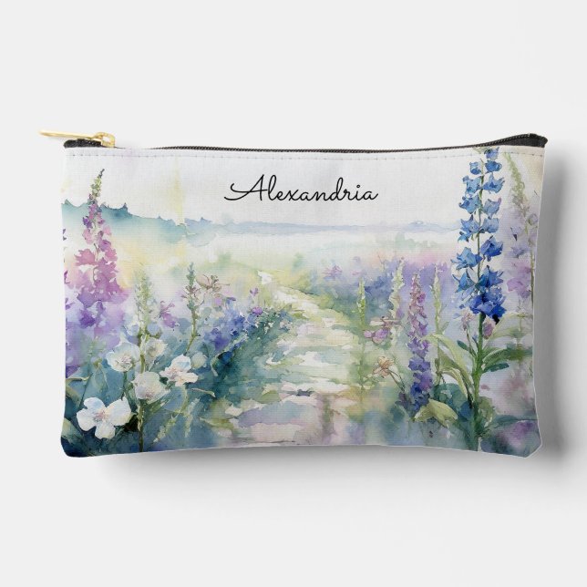 Personalise Wild Lavender flowers  Accessory Pouch (Front)