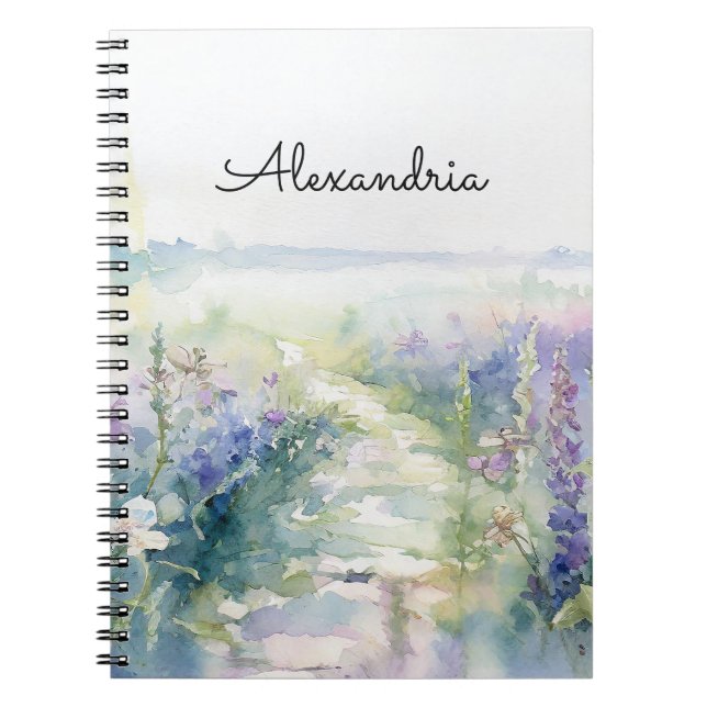 Personalise Wild Lavender flowers  Notebook (Front)