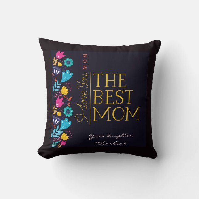 Personalise Wildflowers and Mothers Day Greeting  Cushion (Front)