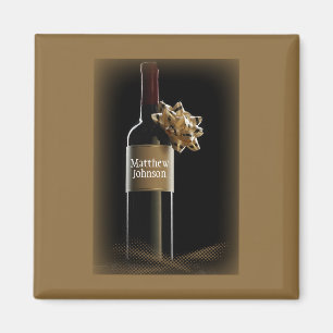 Personalise Wine Bottle with Bow Boss’s Day Magnet