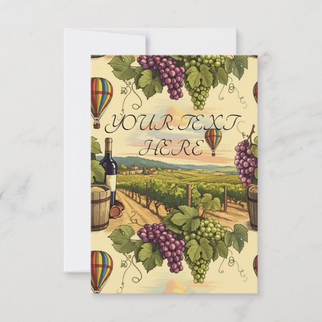 Personalise Wine Country Vineyard Grapes Thank You Card (Front)