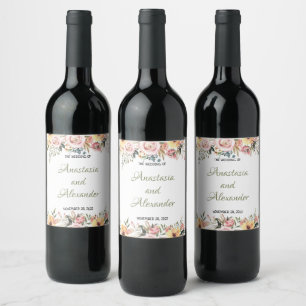 Personalise Wine Label Watercolor Floral