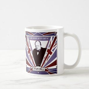 Personalise Winston Churchill art deco Union Jack Coffee Mug