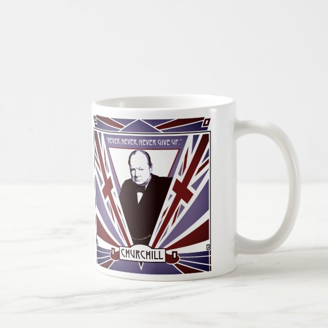 Personalise Winston Churchill art deco Union Jack Coffee Mug (Right)
