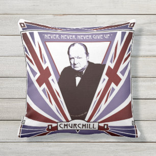 Personalise Winston Churchill Art Deco Union Jack Cushion